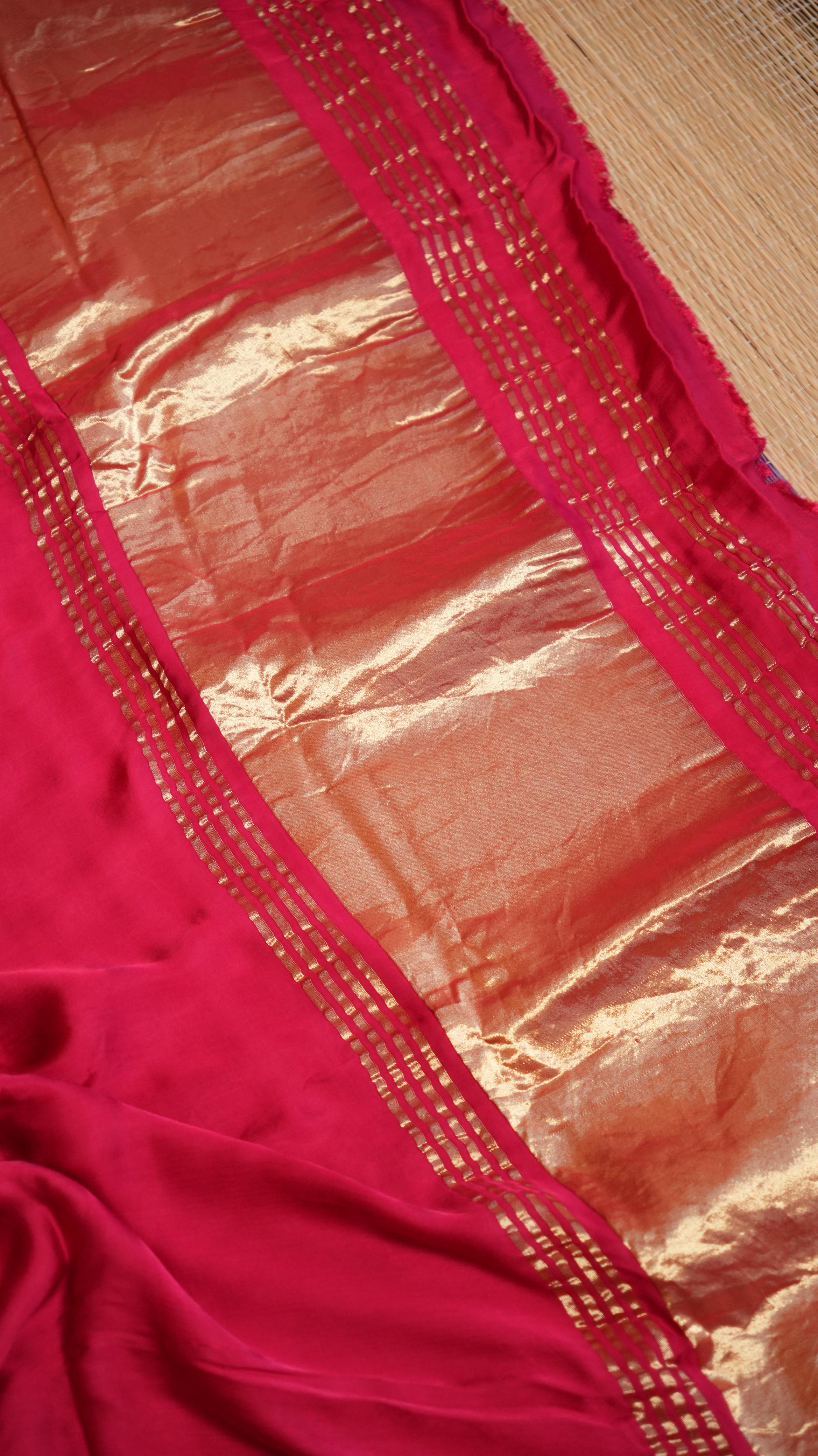 Plain Modal Silk Saree - 46-02B-01-01 (CERISE AURA)