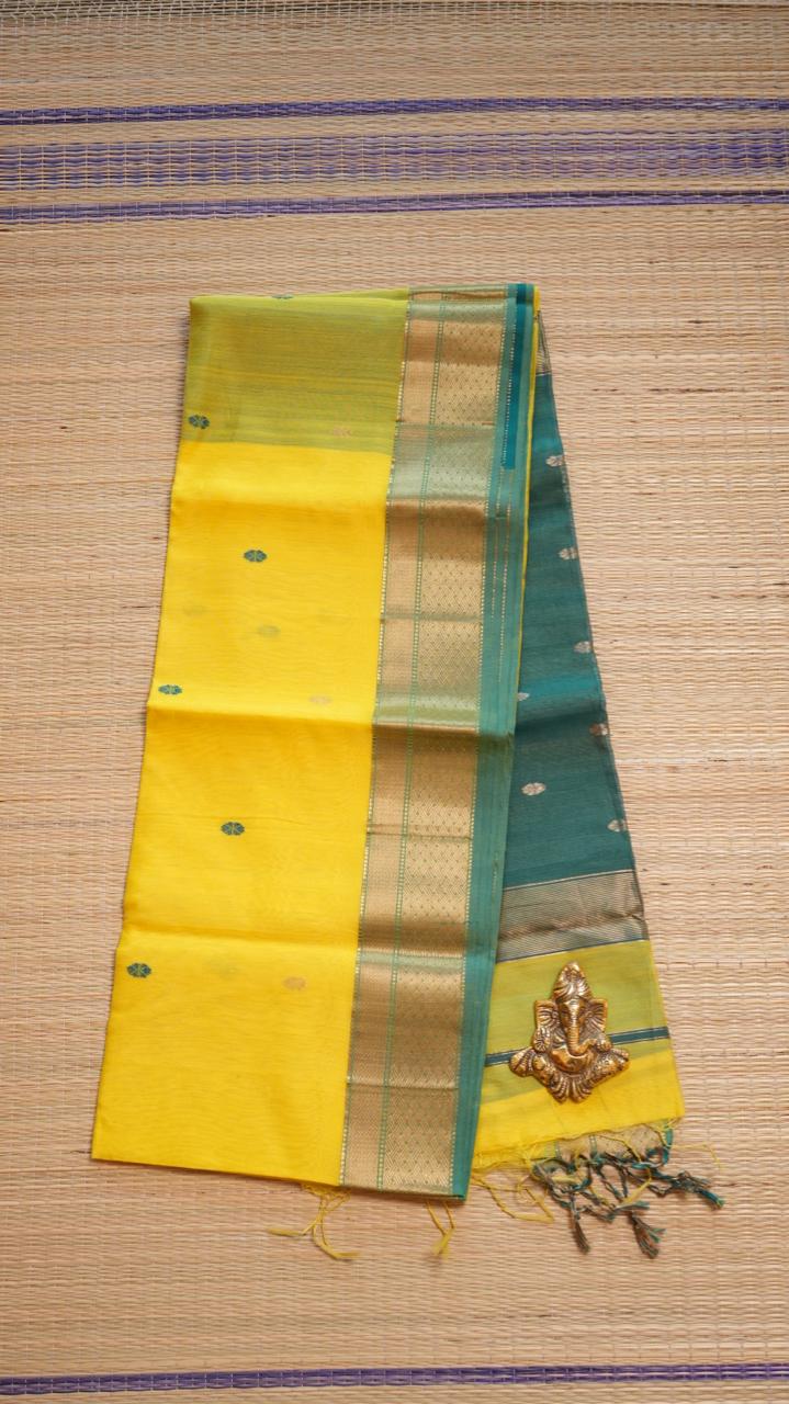 Maheshwari Silk Cotton Saree - 05-02B-09-08 (ASAFOETIDA)