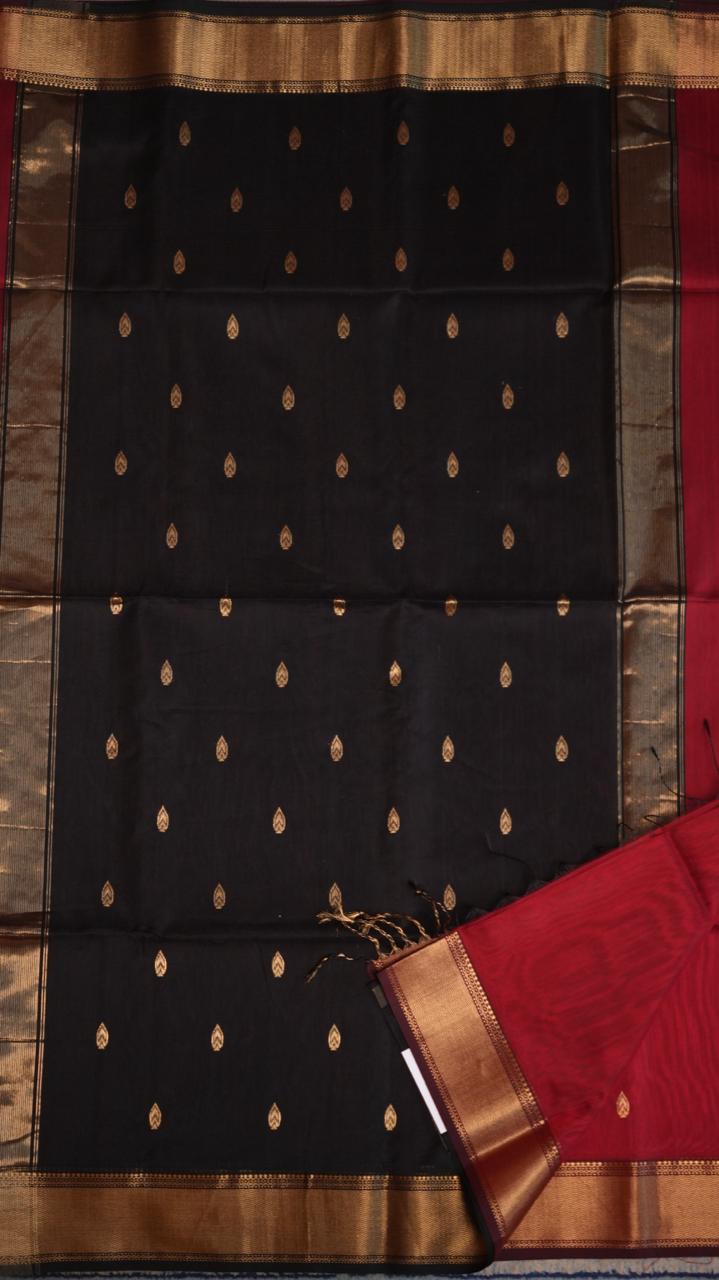 Maheshwari Silk Cotton Saree - 05-02B-16-02 (KASHMIRI CHILLI)