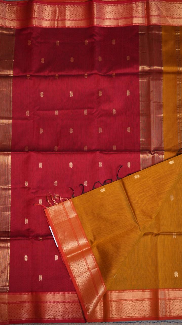 Maheshwari Silk Cotton Saree - 05-02B-09-05 (FENUGREEK)