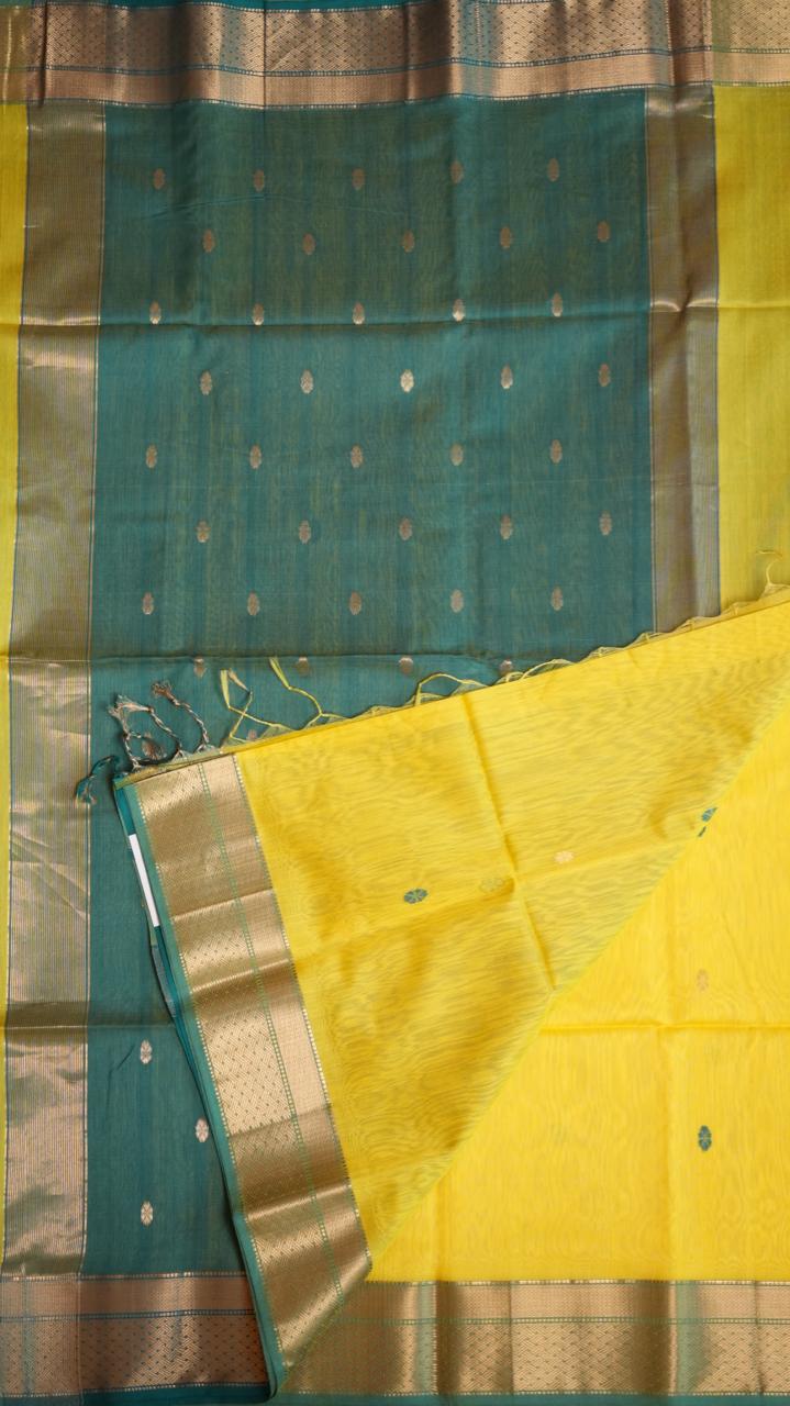 Maheshwari Silk Cotton Saree - 05-02B-09-08 (ASAFOETIDA)