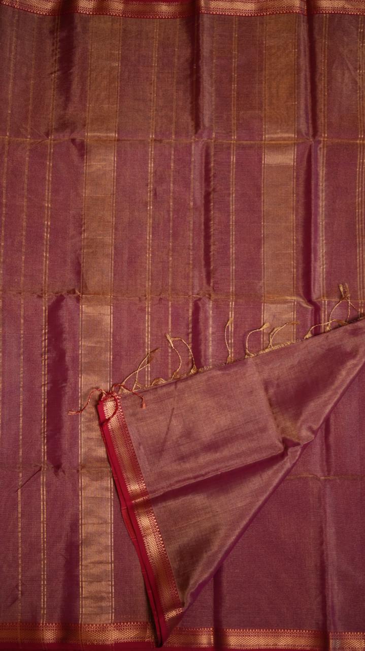 Maheshwari Silk Cotton Plain Tissue Saree - 05-02B-05-01 (MAUVE NUDE)