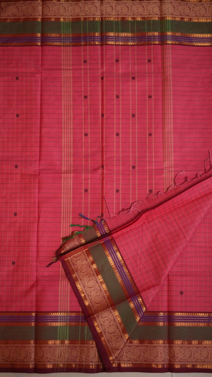 Kanchi Cotton Kattam Saree - 01-03-05-07 (ROSE COOLER)