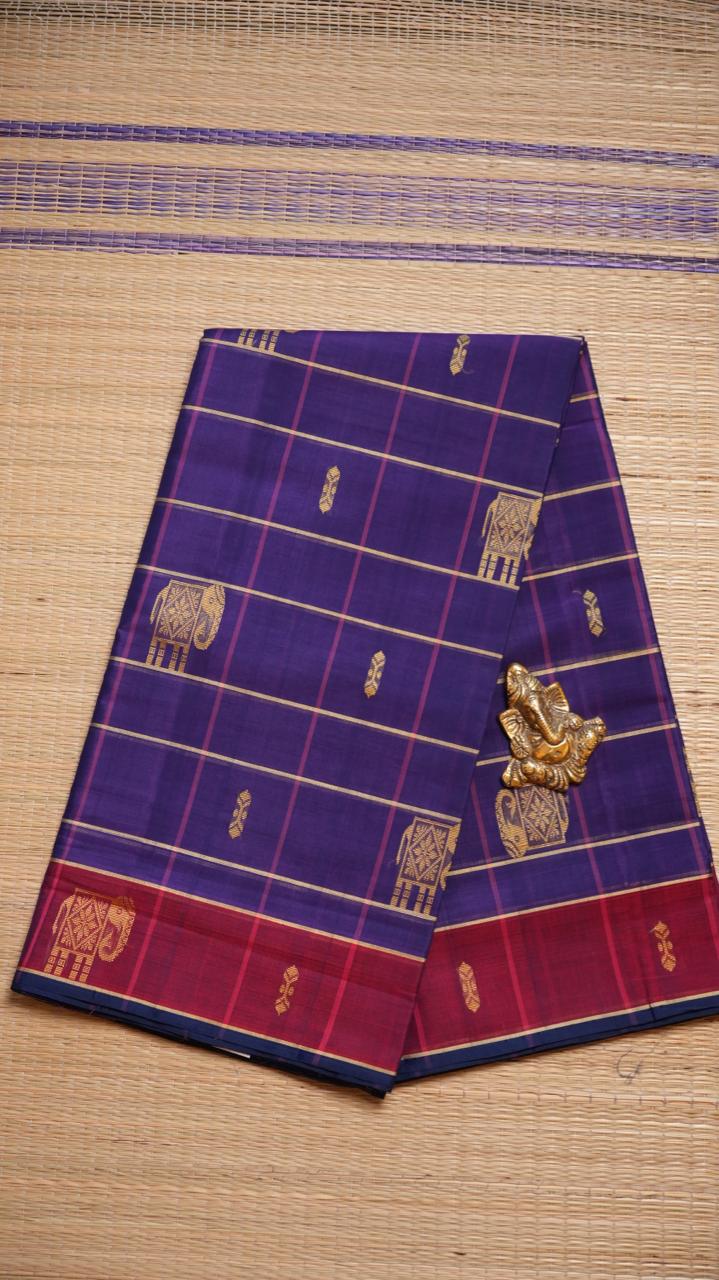 Devendra 10.5 Yards Madisar Big Butta Saree - 12-03D-05-10.5Y-01 (ROYAL WHISPER)