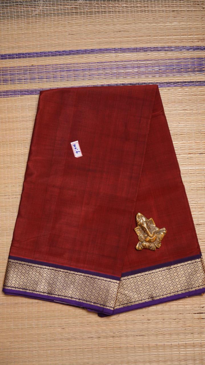 Devendra 10.5 Yards Madisar Mayil Kan Border - 12-03C-06-10.5Y-01 (RUST EMBER)