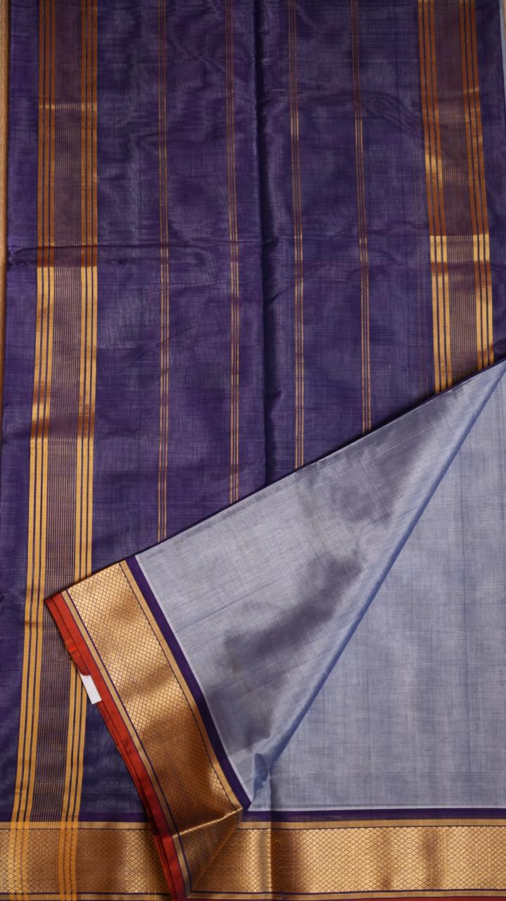 Devendra 10.5 Yards Madisar Mayil Kan Border - 12-03D-04-10.5Y-01 (FROZEN GRACE)