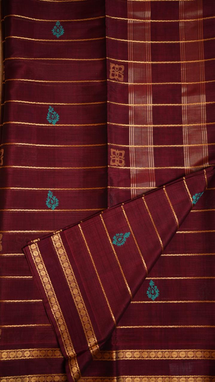 Devendra 10.5 Yards Madisar Veldhari Saree - 12-05B-09-10Y-01 (MAROON MAJESTY)