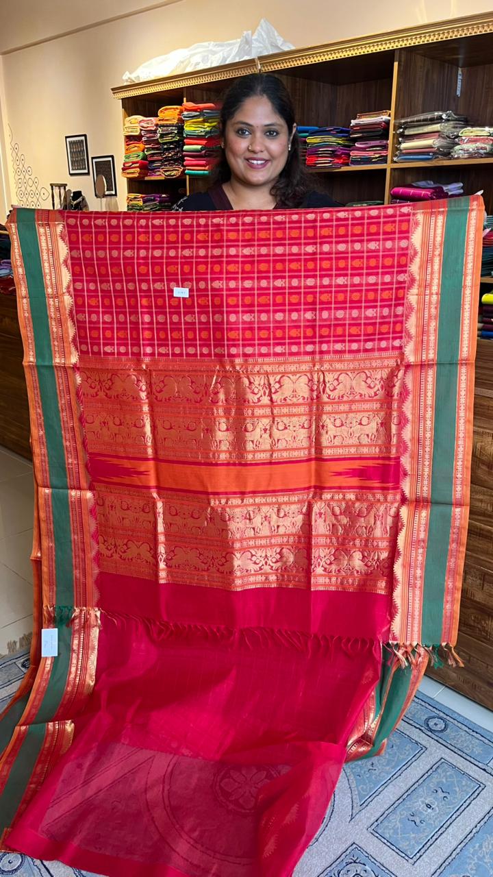 Kanchivaram Silk Cotton Saree - 01-03-08-05 (Red 1000 Butta )
