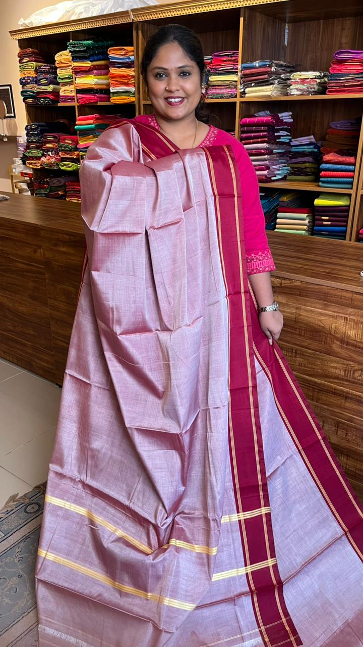 Devendra 10.5 Yards Madisar Plain Saree - 12-02B-10.5Y-11-03