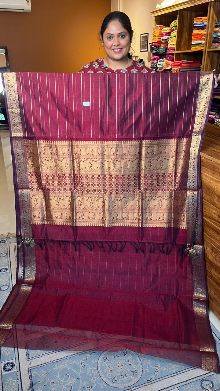 Kanchivaram Silk Cotton Saree - 01-03-04-01 (MAROON VELDHARI)