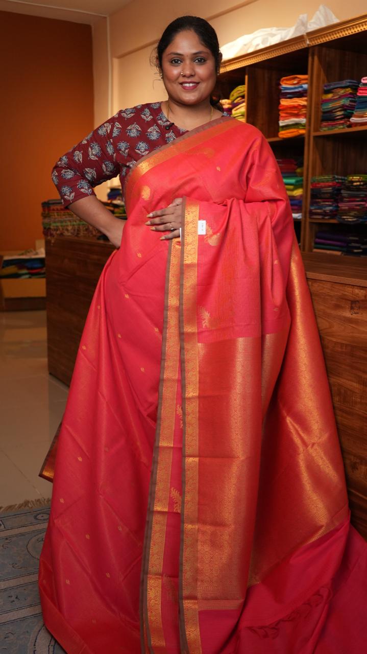 Semi Silk Vairaoosi Saree - 01-03-15-15 (CARNELIAN)