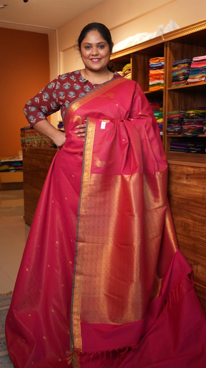Semi Silk Vairaoosi Saree - 01-03-15-10 (CERISE)