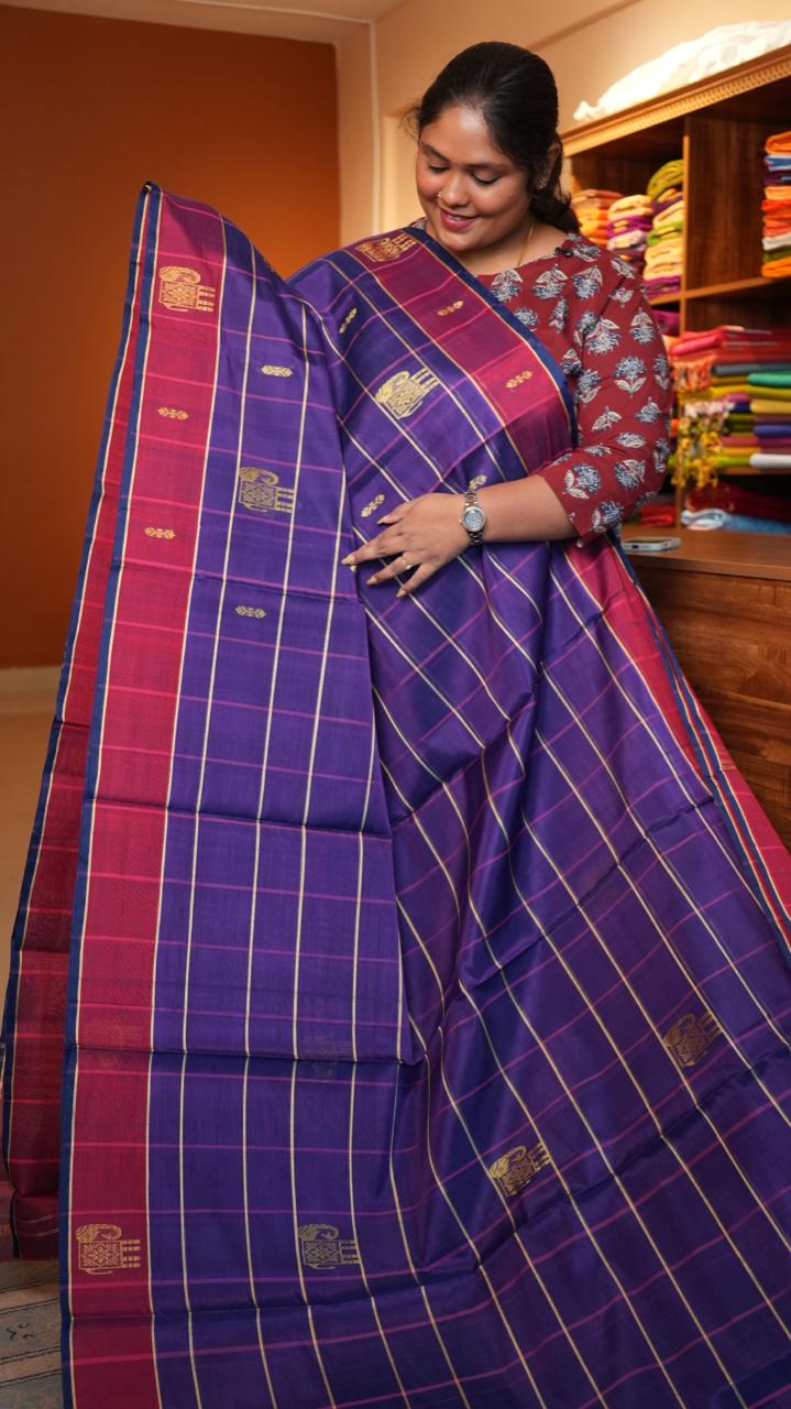 Devendra 10.5 Yards Madisar Big Butta Saree - 12-03D-05-10.5Y-01 (ROYAL WHISPER)