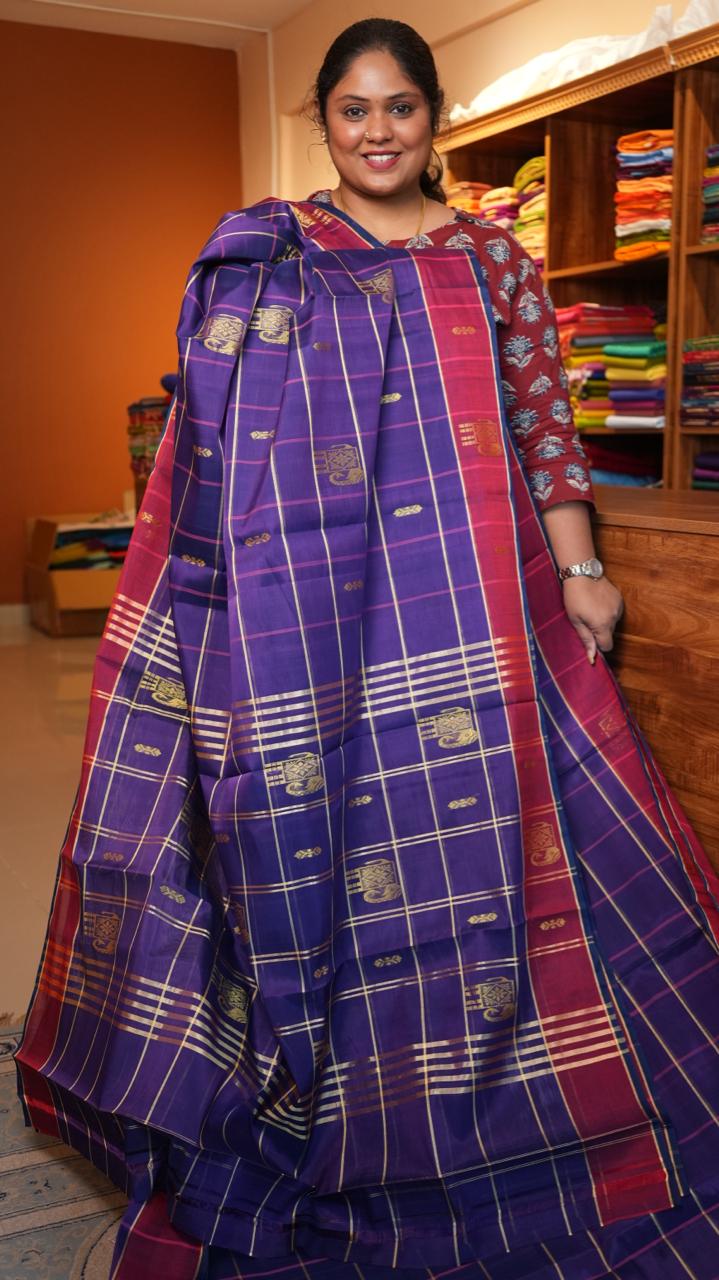 Devendra 10.5 Yards Madisar Big Butta Saree - 12-03D-05-10.5Y-01 (ROYAL WHISPER)