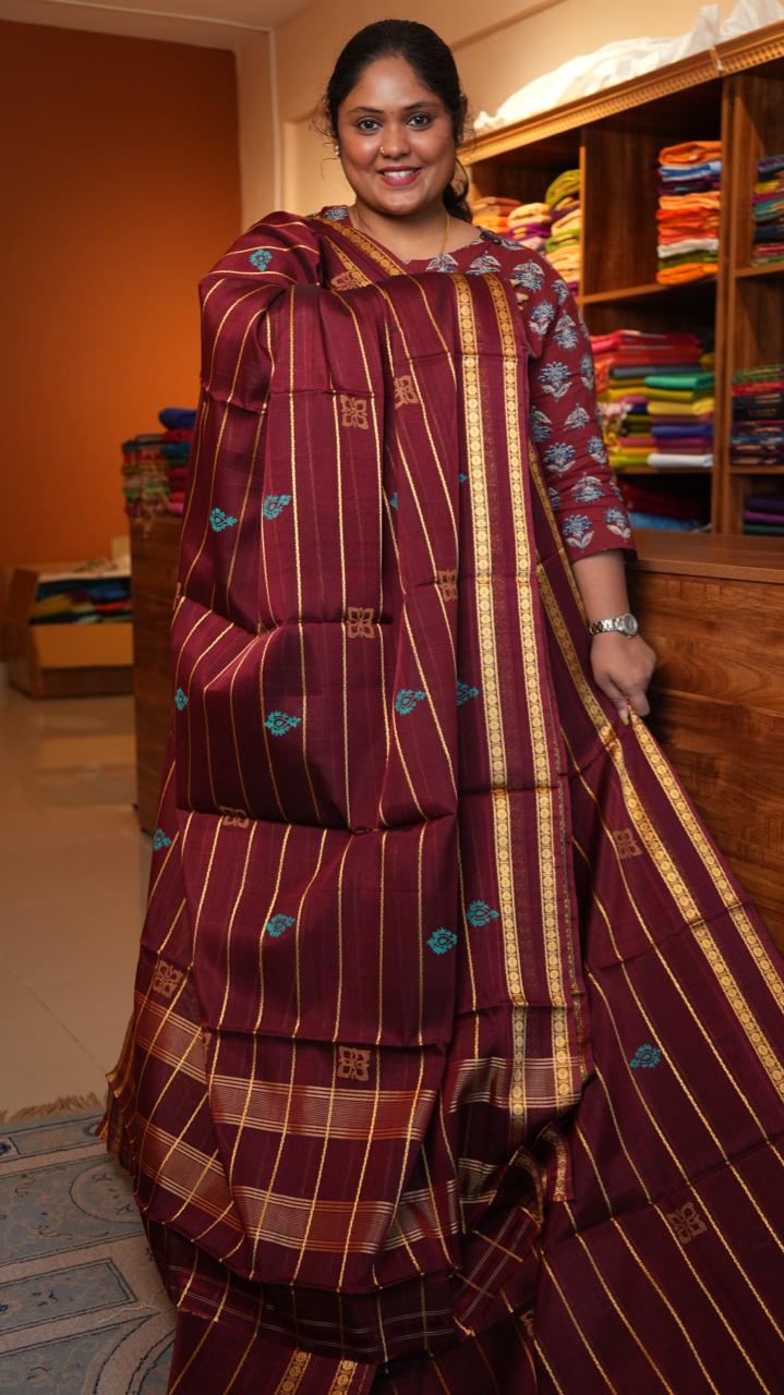 Devendra 10.5 Yards Madisar Veldhari Saree - 12-05B-09-10Y-01 (MAROON MAJESTY)