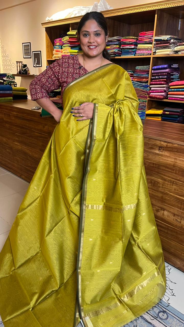 Maheshwari Silk Cotton Small Border Saree -05-02B-02-08