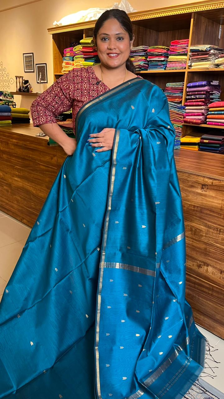 Maheshwari Silk Cotton Small Border Saree -05-02B-02-12