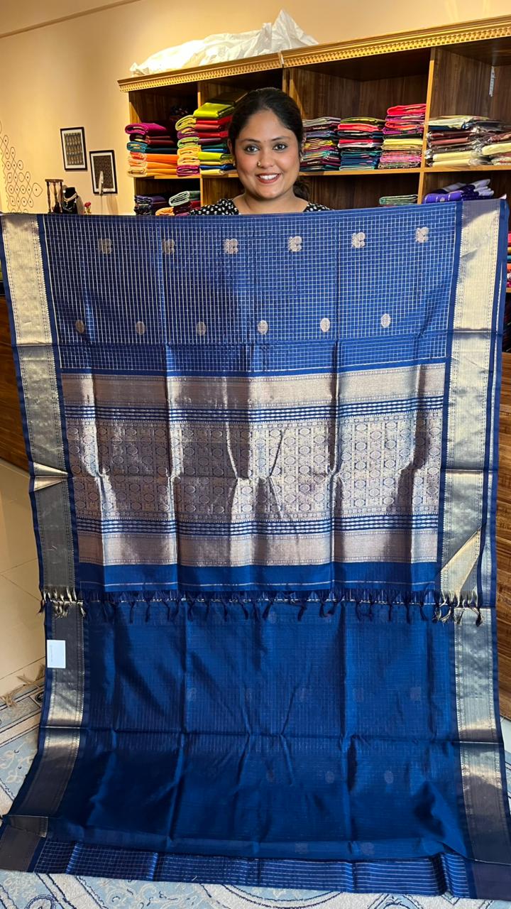 Masterpiece Kanchivaram Pure Silk Cotton Saree - 01-03-09-05 (Royal Blue Kattam)