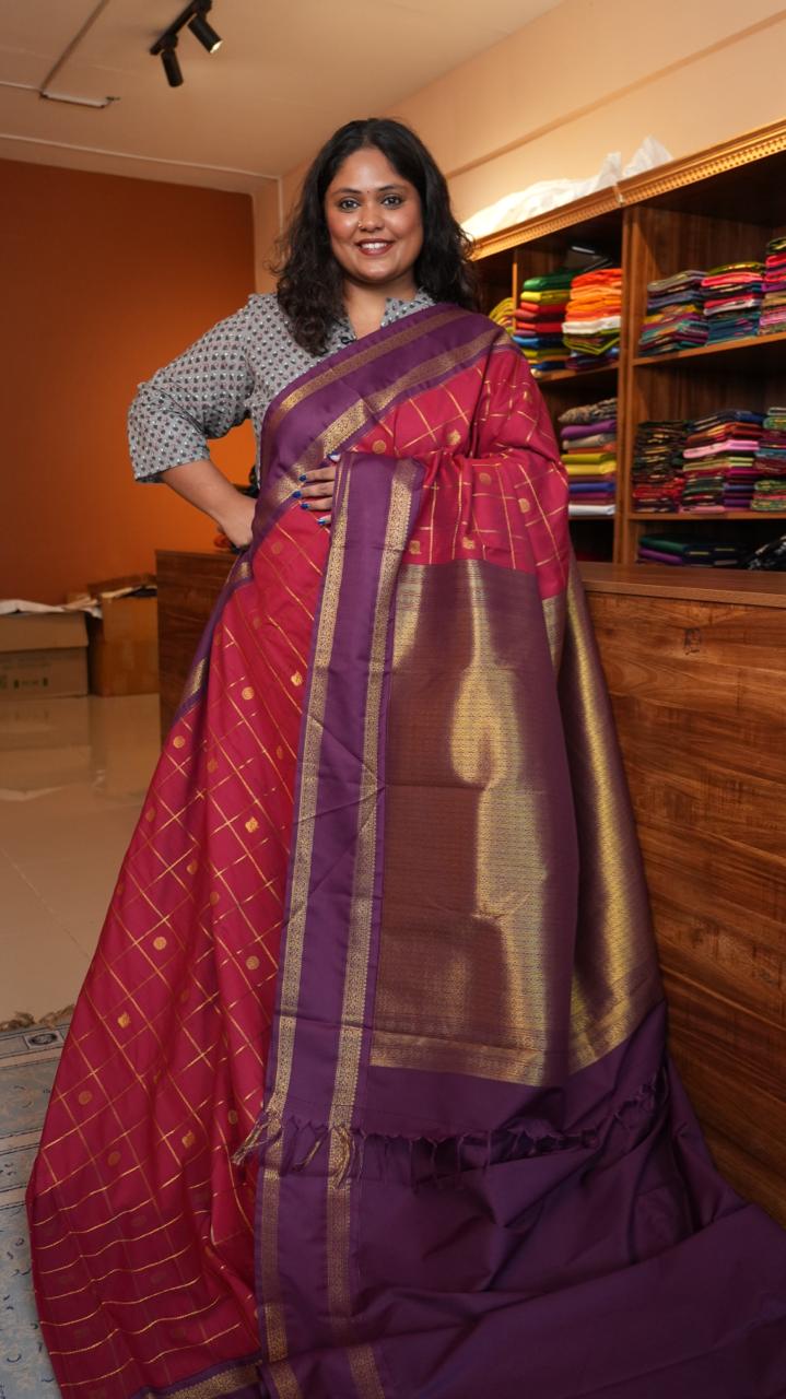 Kanchi Semi Silk Kattam Saree - 01-03-15-62 (SEVVARALI)