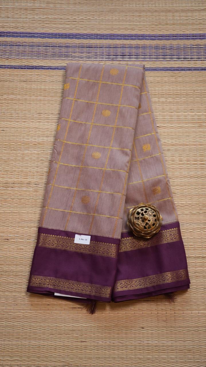 Kanchi Semi Silk Kattam Saree - 01-03-15-55 (KURINJI)