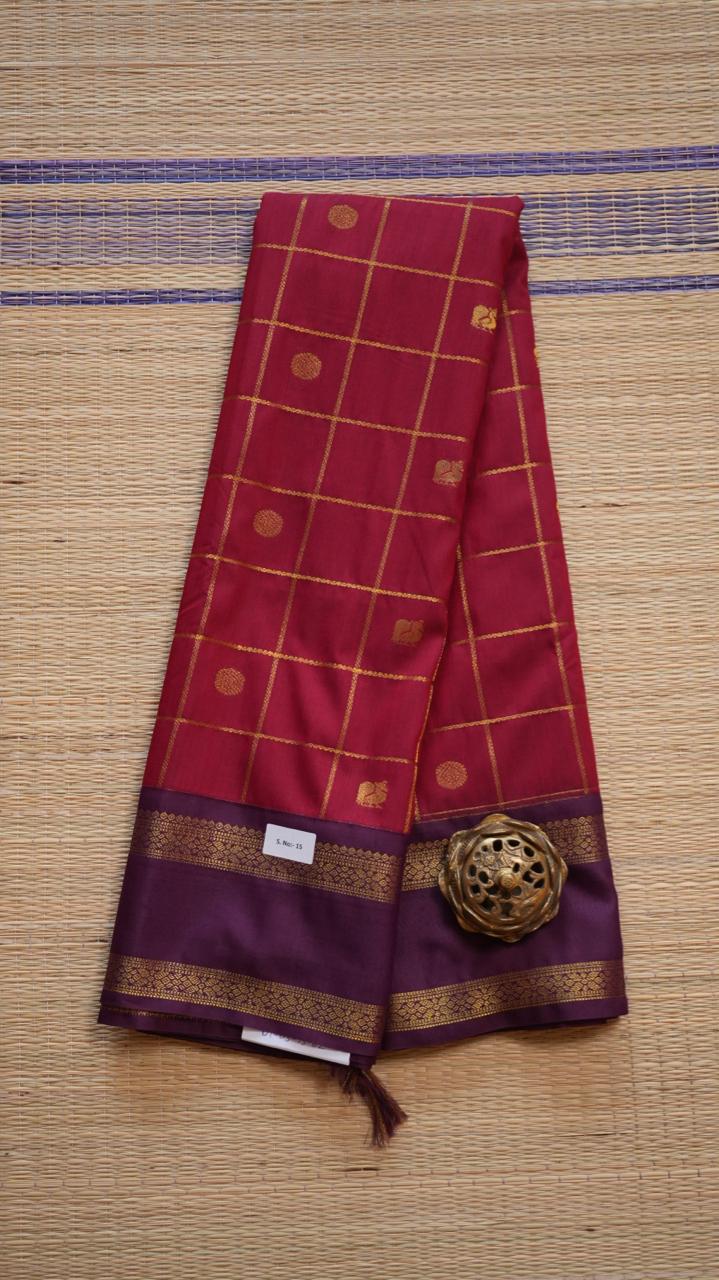 Kanchi Semi Silk Kattam Saree - 01-03-15-62 (SEVVARALI)