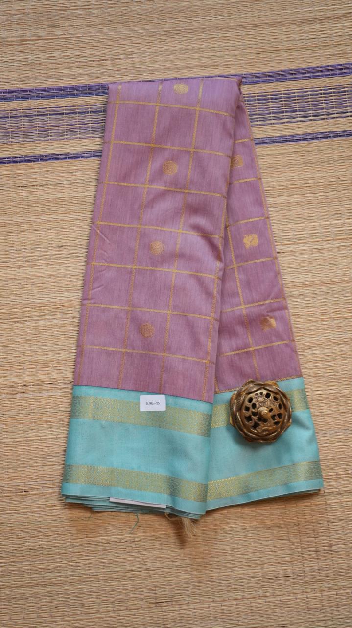 Kanchi Semi Silk Kattam Saree - 01-03-15-54 (OODHA POO)