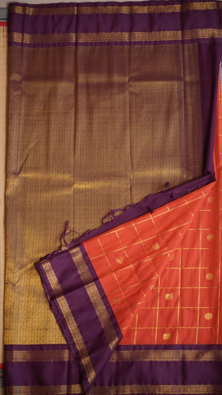 Kanchi Semi Silk Kattam Saree - 01-03-15-65 (THAEN MITTAI)