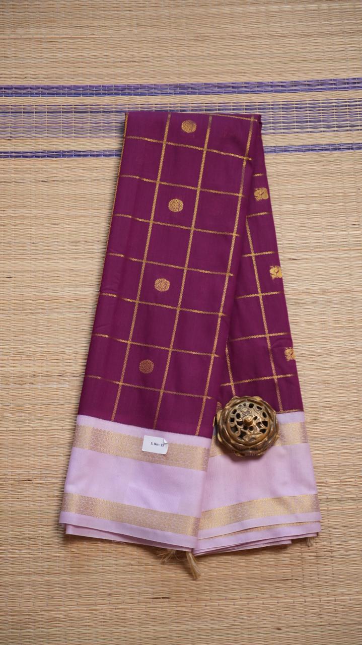 Kanchi Semi Silk Kattam Saree - 01-03-15-71 (NAVAL PAZHAM)