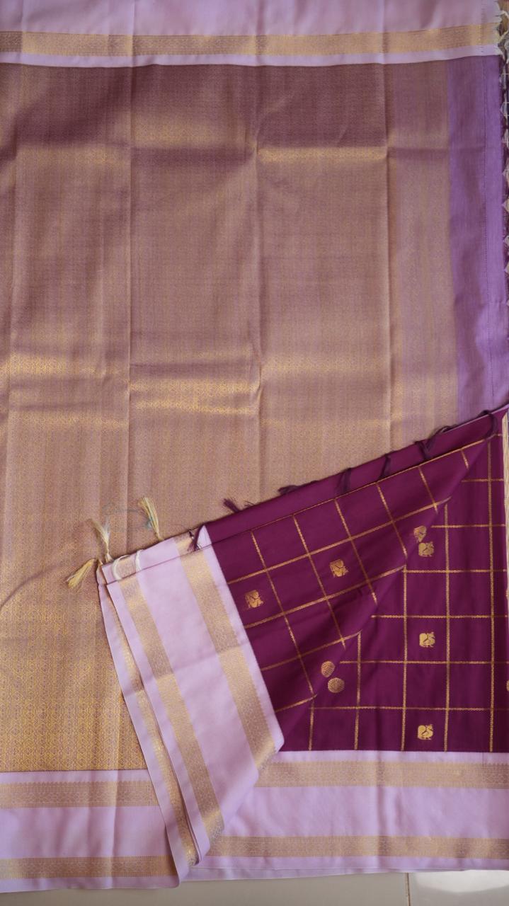 Kanchi Semi Silk Kattam Saree - 01-03-15-71 (NAVAL PAZHAM)