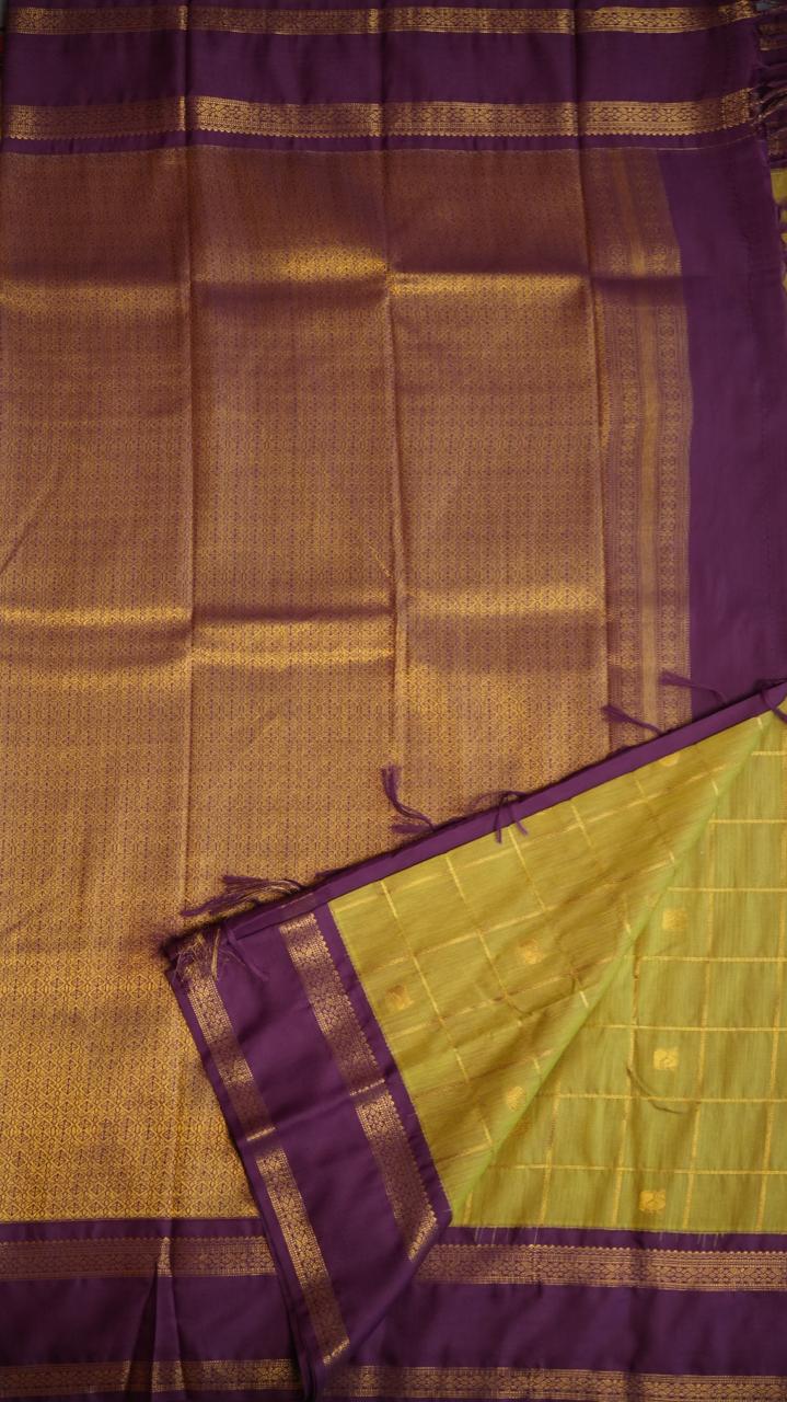 Kanchi Semi Silk Kattam Saree - 01-03-15-49 (MAANGA PACHAI)