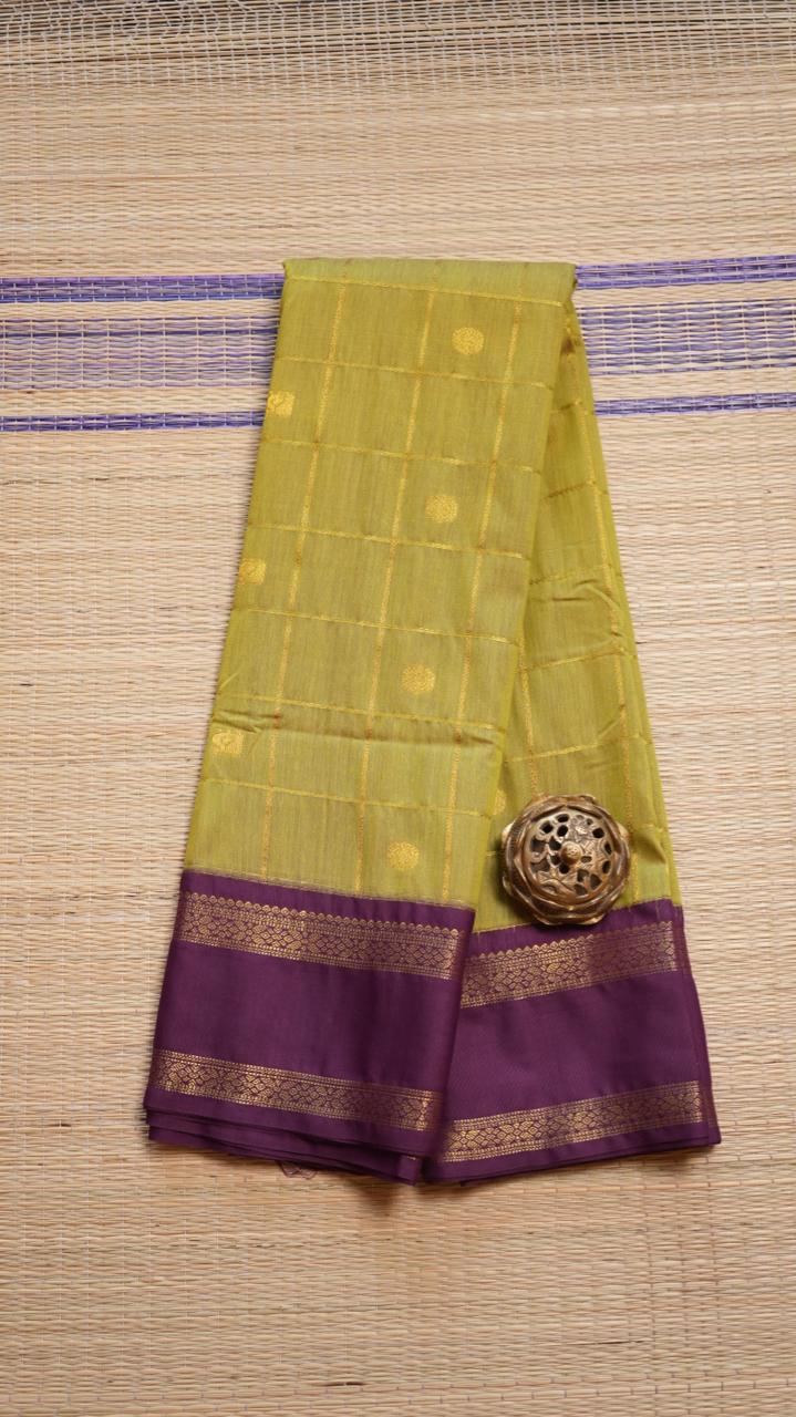 Kanchi Semi Silk Kattam Saree - 01-03-15-49 (MAANGA PACHAI)