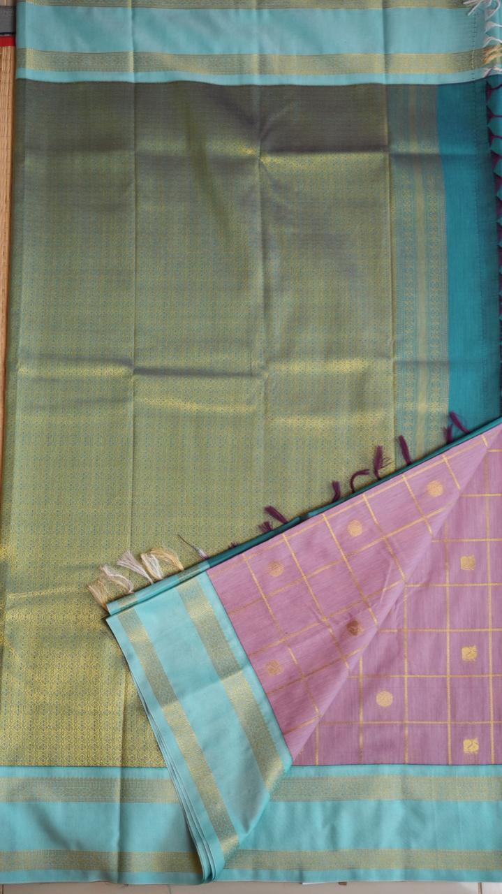 Kanchi Semi Silk Kattam Saree - 01-03-15-54 (OODHA POO)