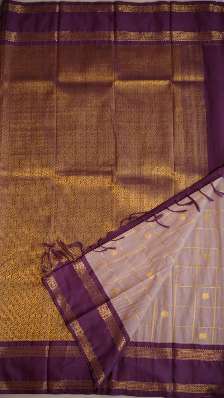 Kanchi Semi Silk Kattam Saree - 01-03-15-55 (KURINJI)
