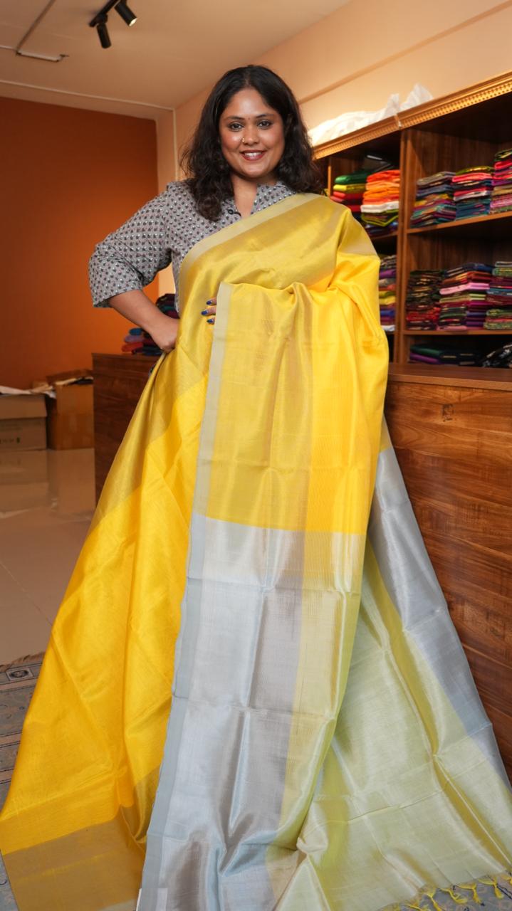Mangalagiri Silk Cotton Saree - 15-03-04-07 (BUTTER LEMON)