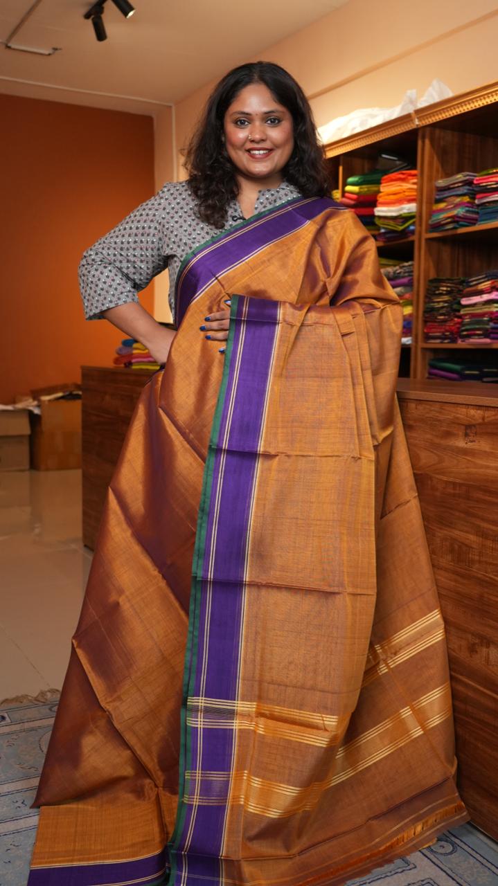 Devendra 6 Yards Plain Saree - 11-02B-6.25Y-07 (COPPER TWILIGHT)