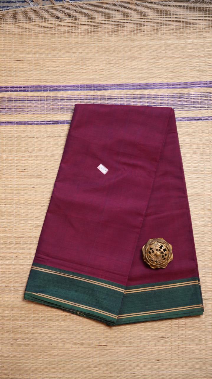 Devendra 6 Yards Plain Saree - 11-02B-7Y-07-02 (Rust Rain Forest)