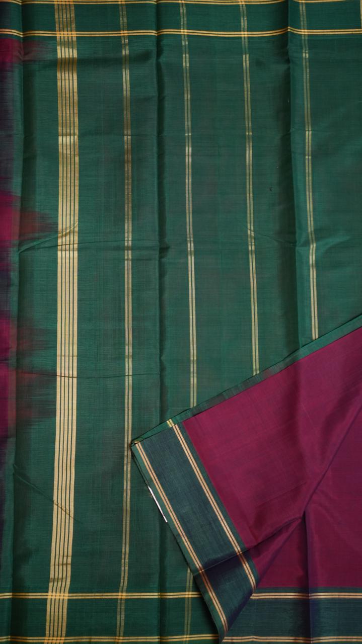 Devendra 6 Yards Plain Saree - 11-02B-7Y-07-02 (Rust Rain Forest)