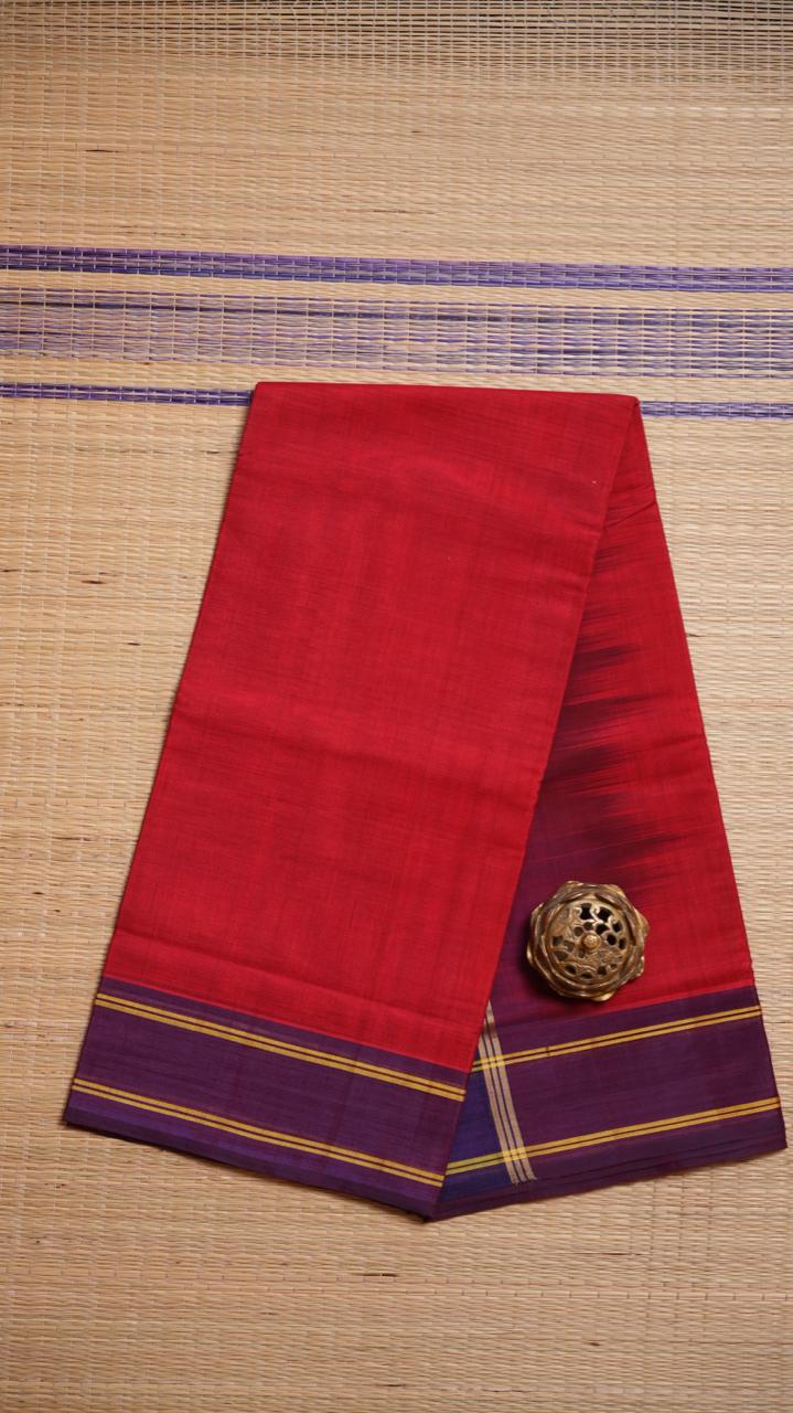 Devendra 6 Yards Plain Saree - 11-02B-6.25Y-02 (VERMILLION DUSK)