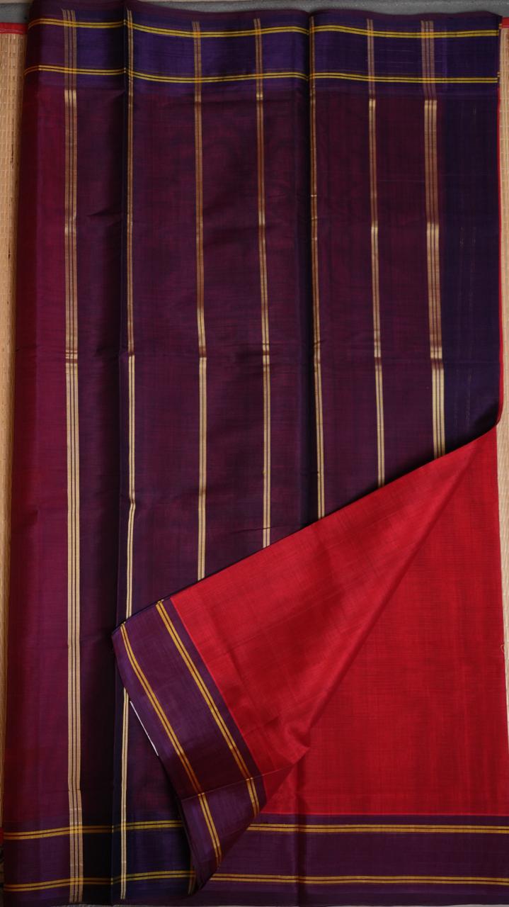 Devendra 6 Yards Plain Saree - 11-02B-6.25Y-02 (VERMILLION DUSK)