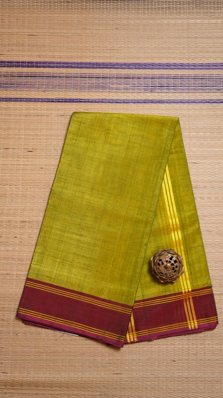 Devendra 6 Yards Plain Saree - 11-11-04-6Y-03 (FERN VERDANT)
