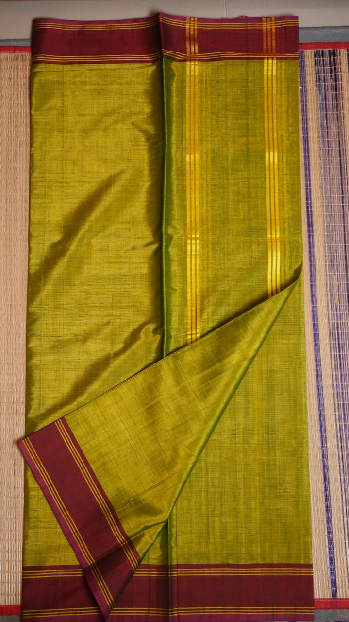 Devendra 6 Yards Plain Saree - 11-11-04-6Y-03 (FERN VERDANT)