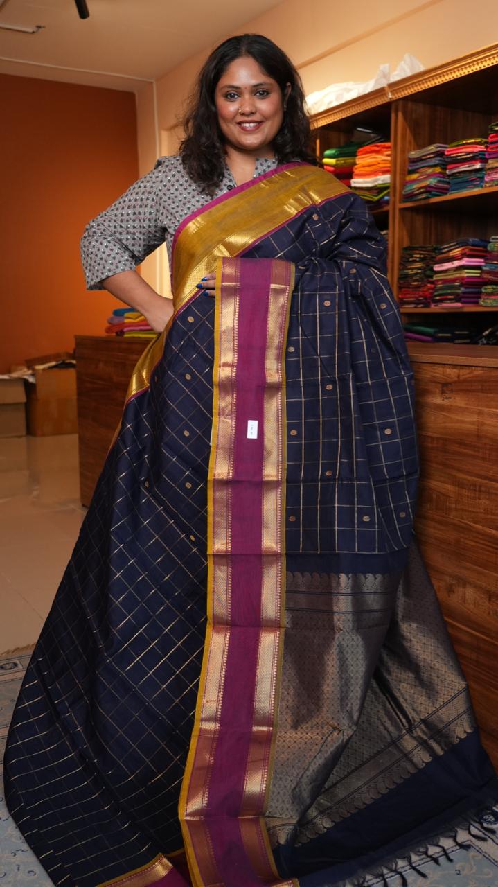 Kanchivaram Mercerised Cotton Saree - 01-03-10-02 (KALYANI BLUE)