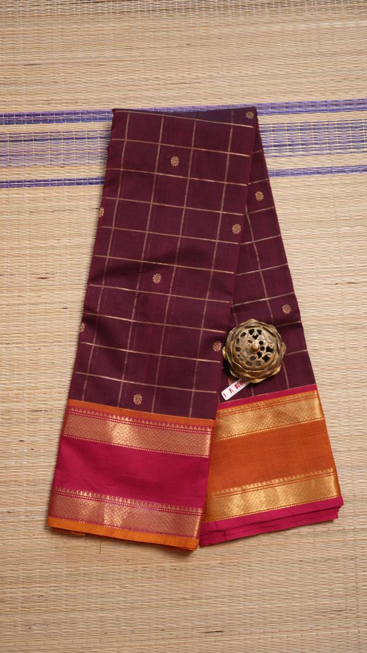 Kanchivaram Mercerised Cotton Saree - 01-03-10-07 (KAMBHOJI MAROON)