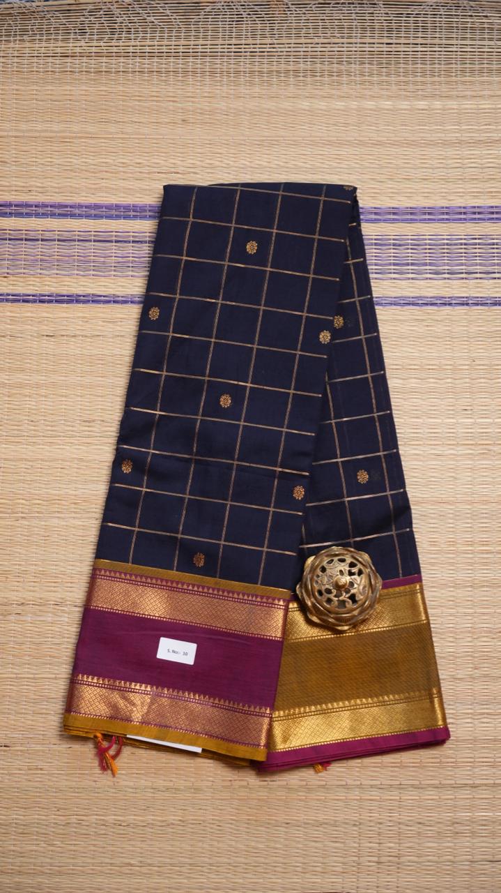 Kanchivaram Mercerised Cotton Saree - 01-03-10-02 (KALYANI BLUE)