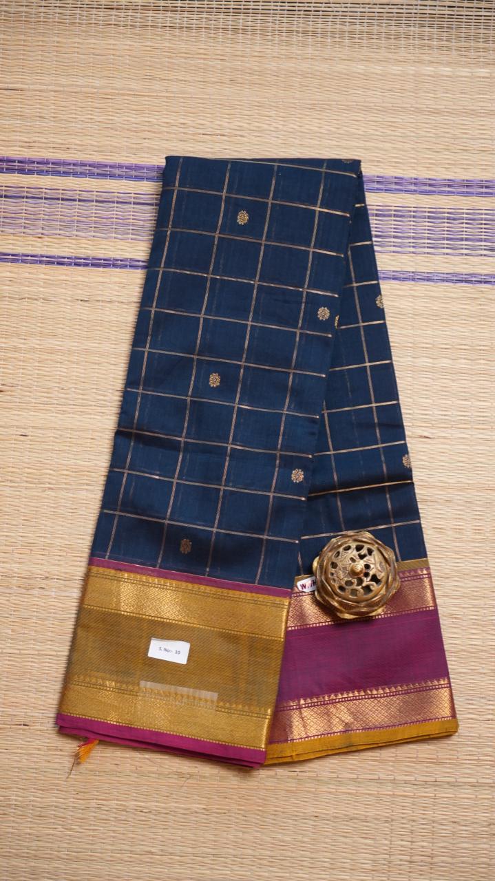 Kanchivaram Mercerised Cotton Saree - 01-03-10-06 (BILHARI BLUE)