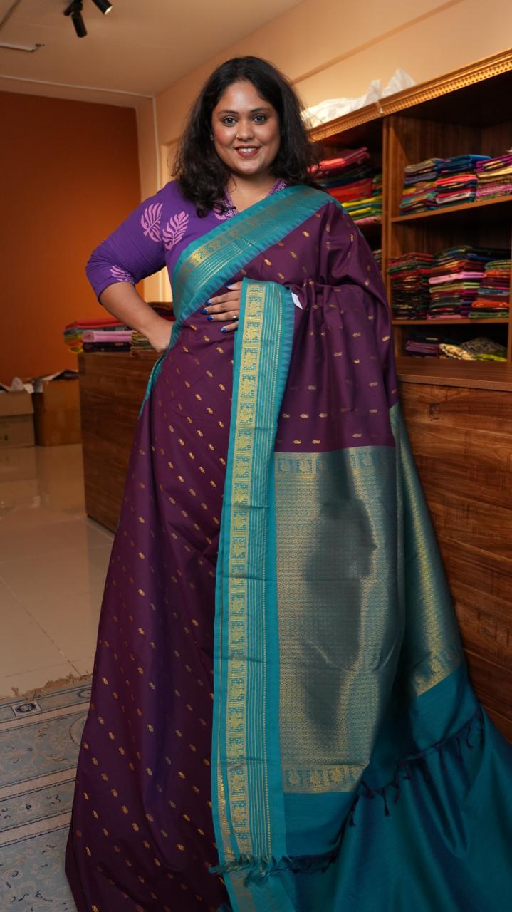 Kanchi Semi Silk Saree  - 01-03-16-28 (BETEL NUT)