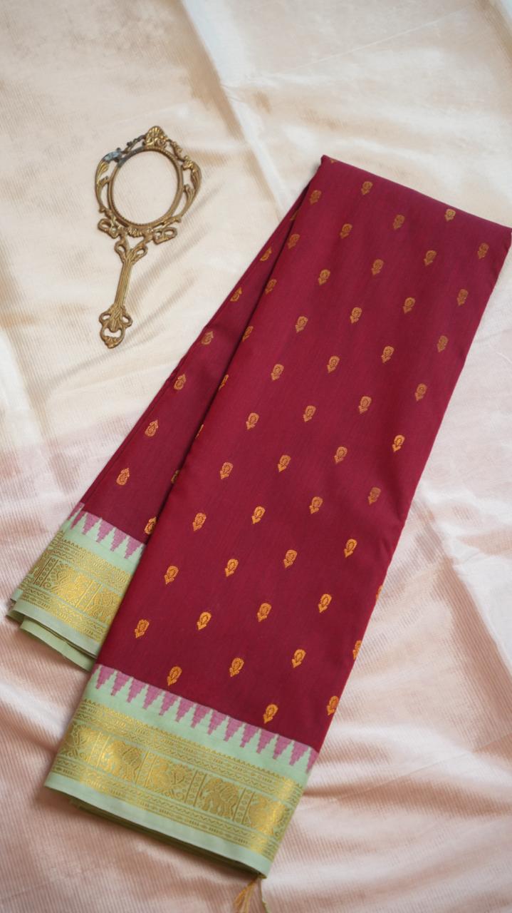 Kanchi Semi Silk Saree  - 01-03-16-26 (RED PISTA)