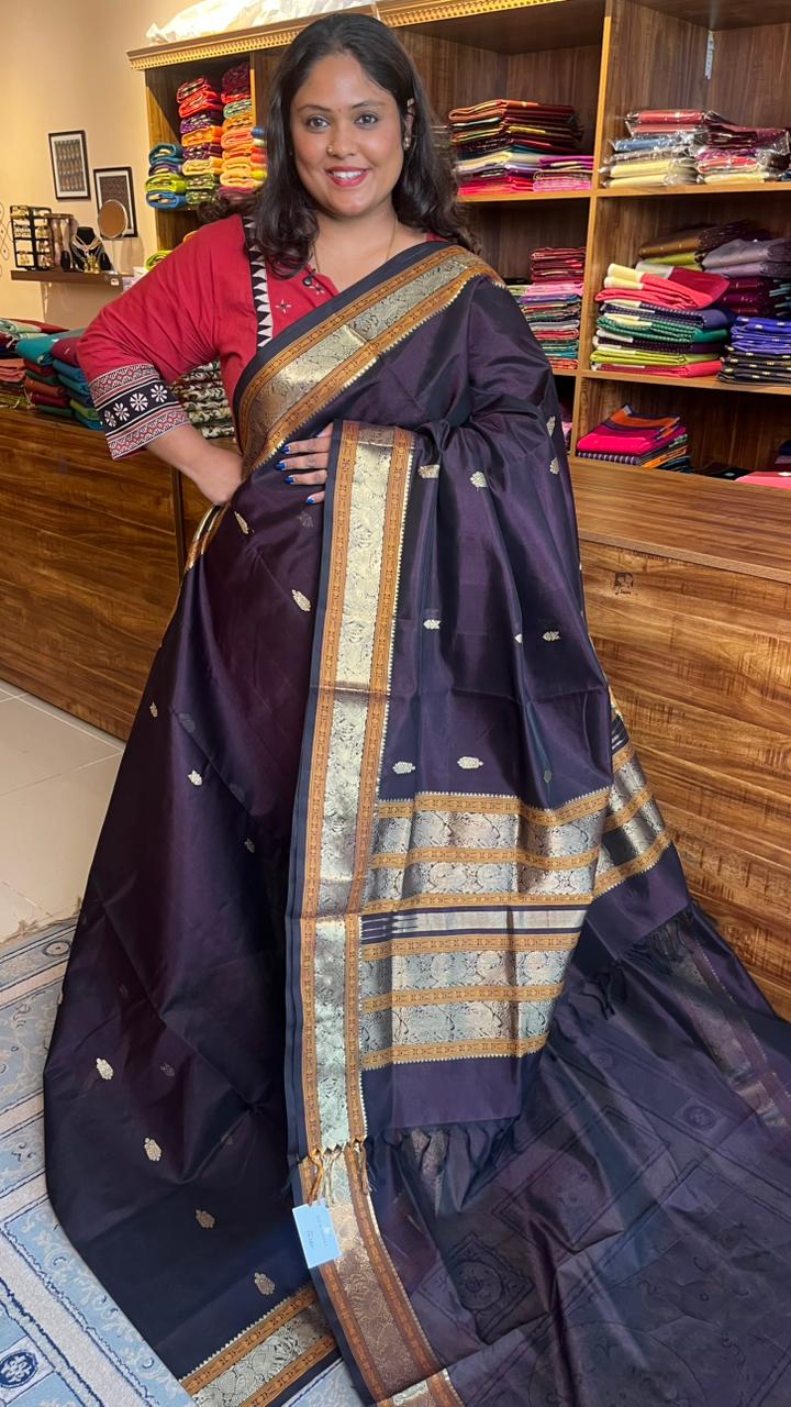 Kanchivaram Silk Cotton Saree - 01-03-04-10 (Kaapi Shot Paaku)