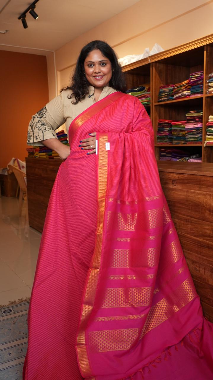 Semi Silk Podi Kattam Saree - 01-03-13-03 (ELECTRIC ORCHID)