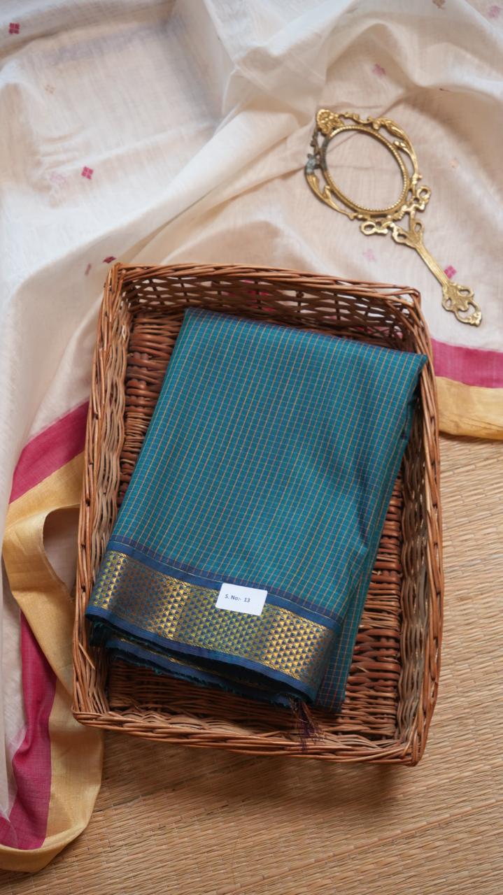 Semi Silk Podi Kattam Saree - 01-03-13-04 (JADE GREEN)